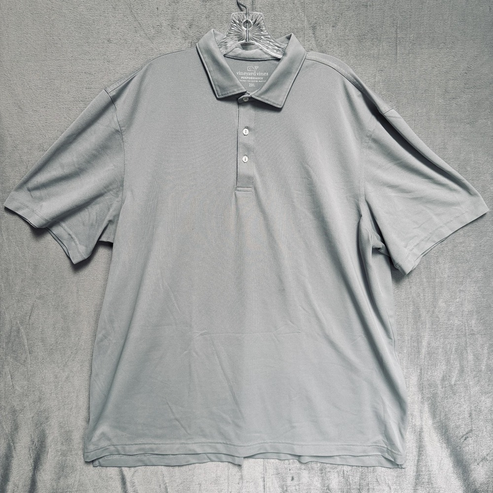 Vineyard Vines Performance Polo‎ Shirt Mens 2XL Gray Golf Knit Moisture Wicking